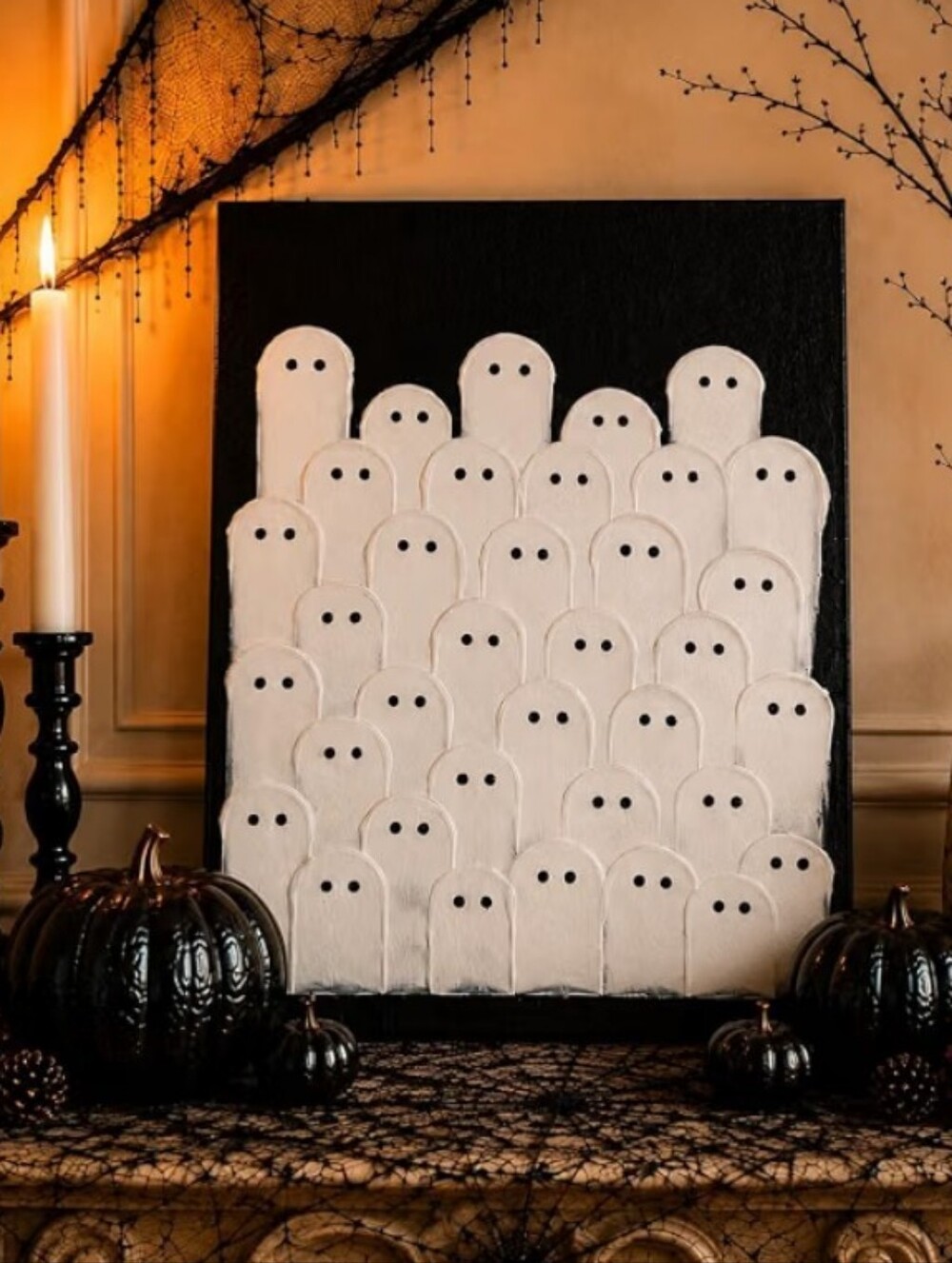 Kindlivery Halloween Ghost Hand Painted Unframed Wall Art Size 15X11.8 In NWT